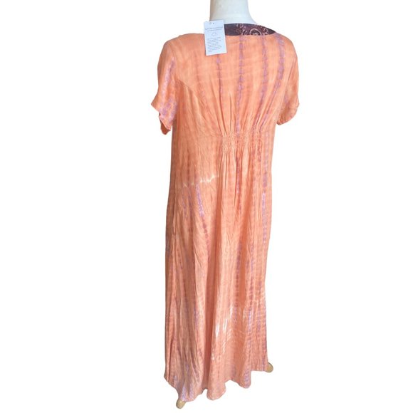 NWT-Soft Surroundings Sunset Bali Maxi Dress Boho Tie Dye Tropical Watercolor-PL - Picture 7 of 13